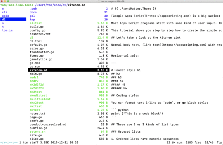 Picture of the Ranger file manager